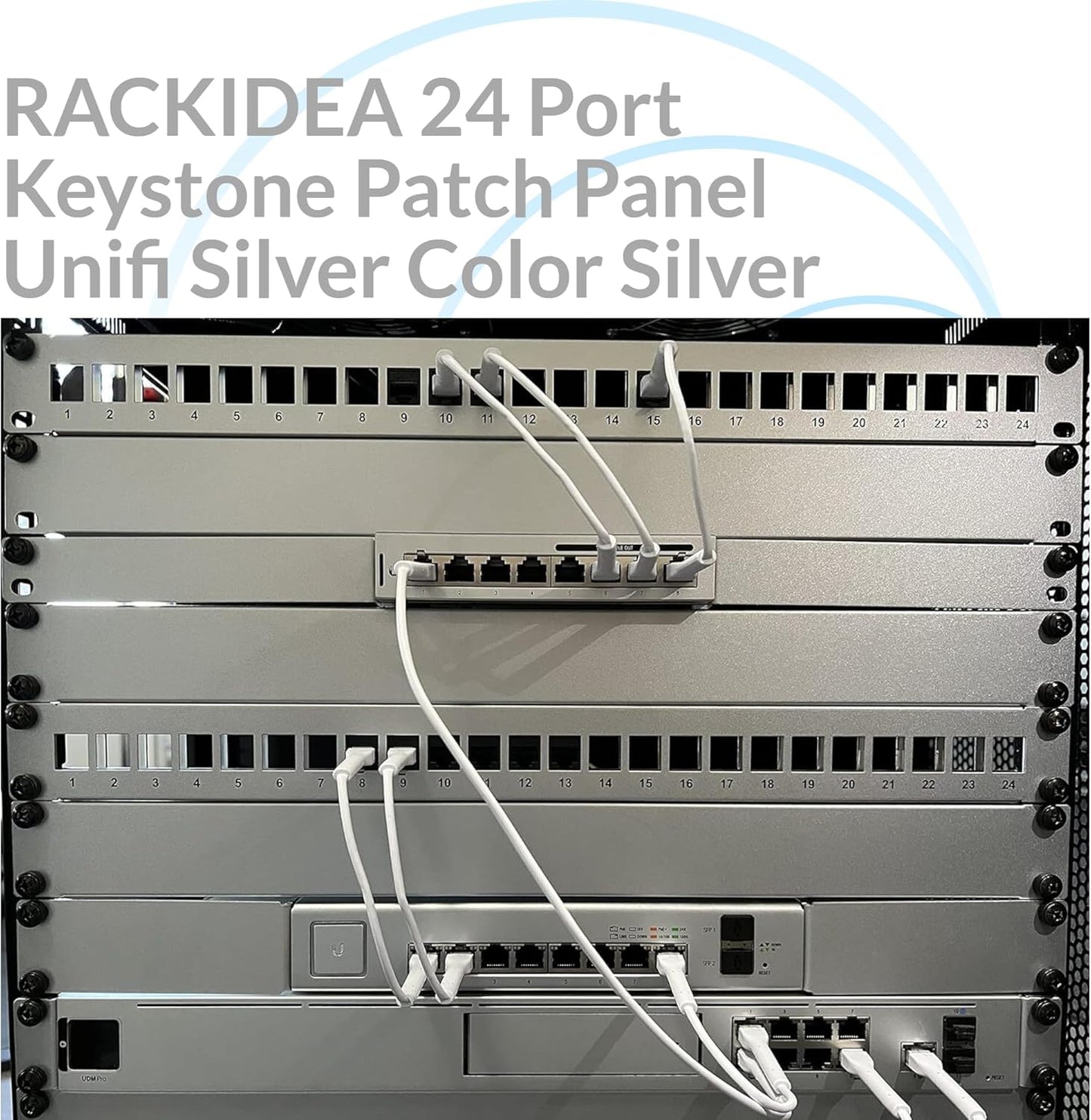24 Port Keystone Patch Panel (Blank Patch Panel for Keystone Jacks/Keystone Panel) Unifi Silver Color Silver RACKIDEA