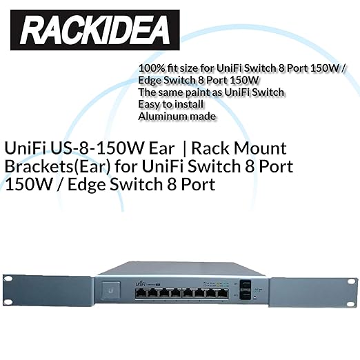 RI-UB8RMBA | Rack Mount Brackets(Ear) for UniFi Switch 8 Port 150W / Edge Switch 8 Port