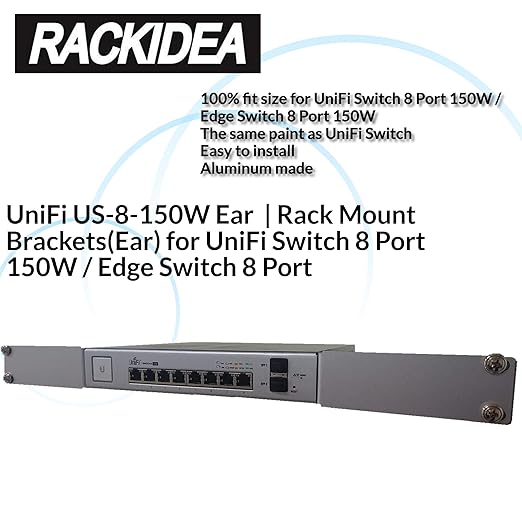 RI-UB8RMBA | Rack Mount Brackets(Ear) for UniFi Switch 8 Port 150W / Edge Switch 8 Port
